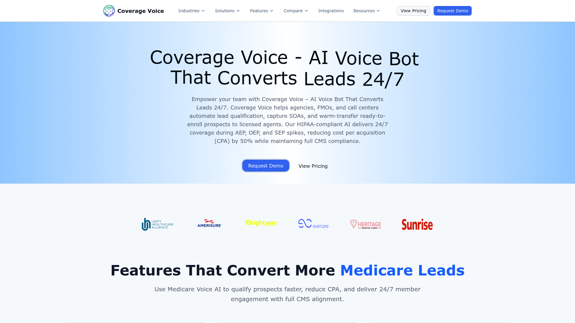 CoverageVoice homepage