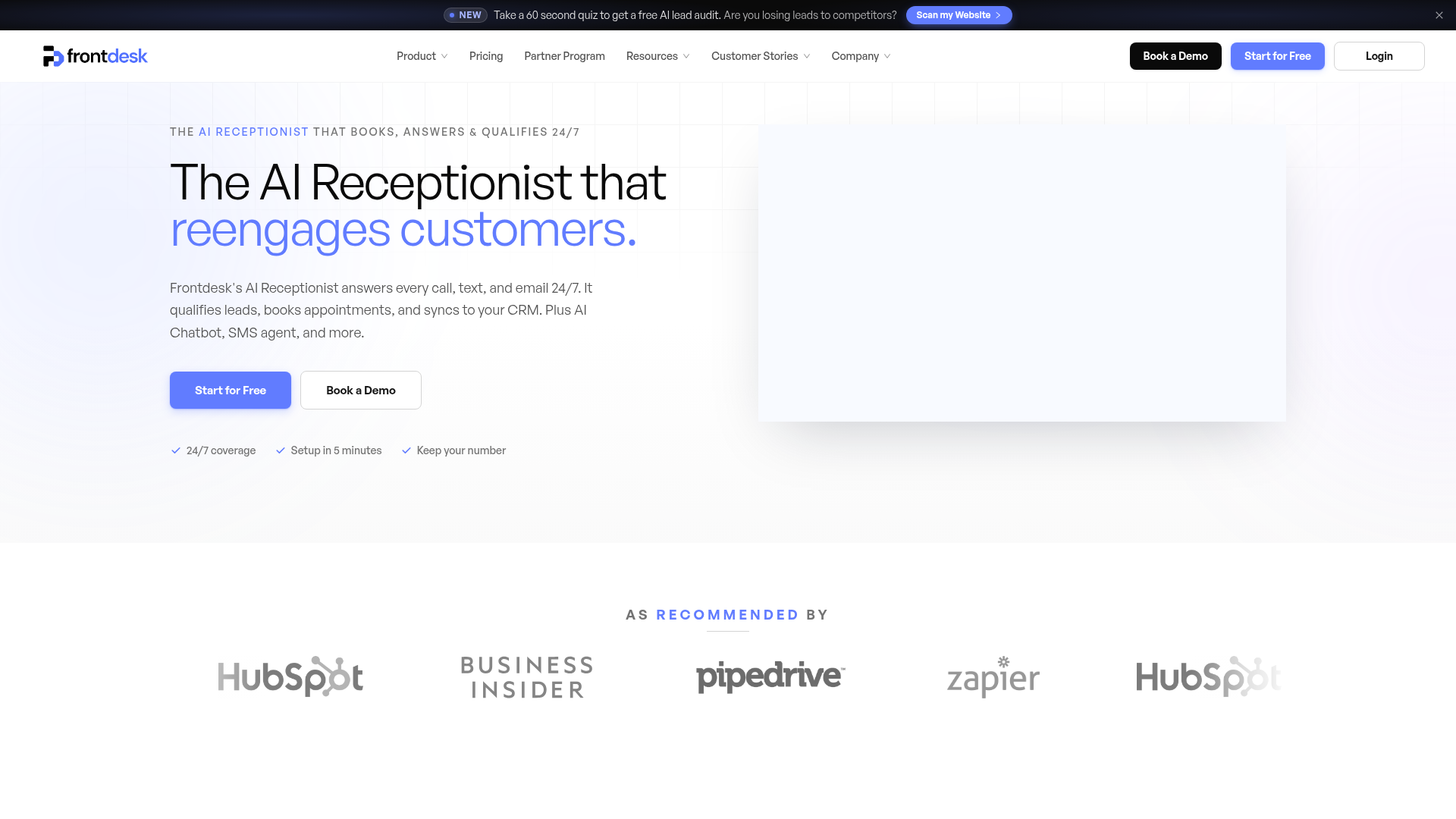 My AI Front Desk homepage