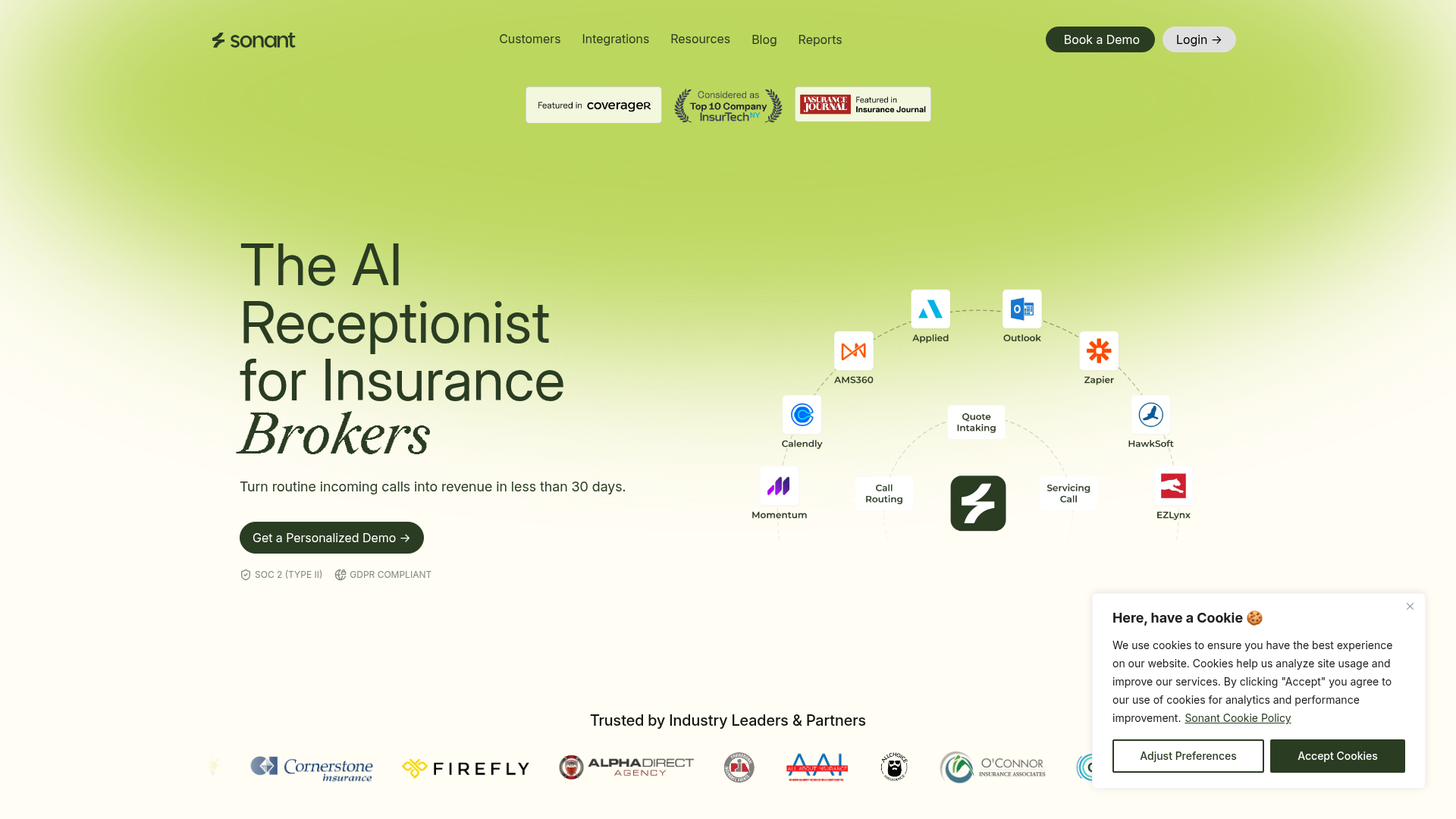 Sonant AI homepage